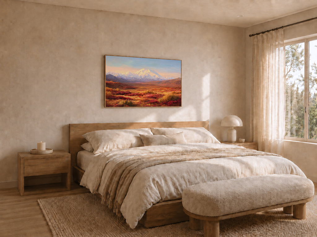 Denali National Park Fall Sunrise Wall Art | Alaska Mountain Landscape Painting