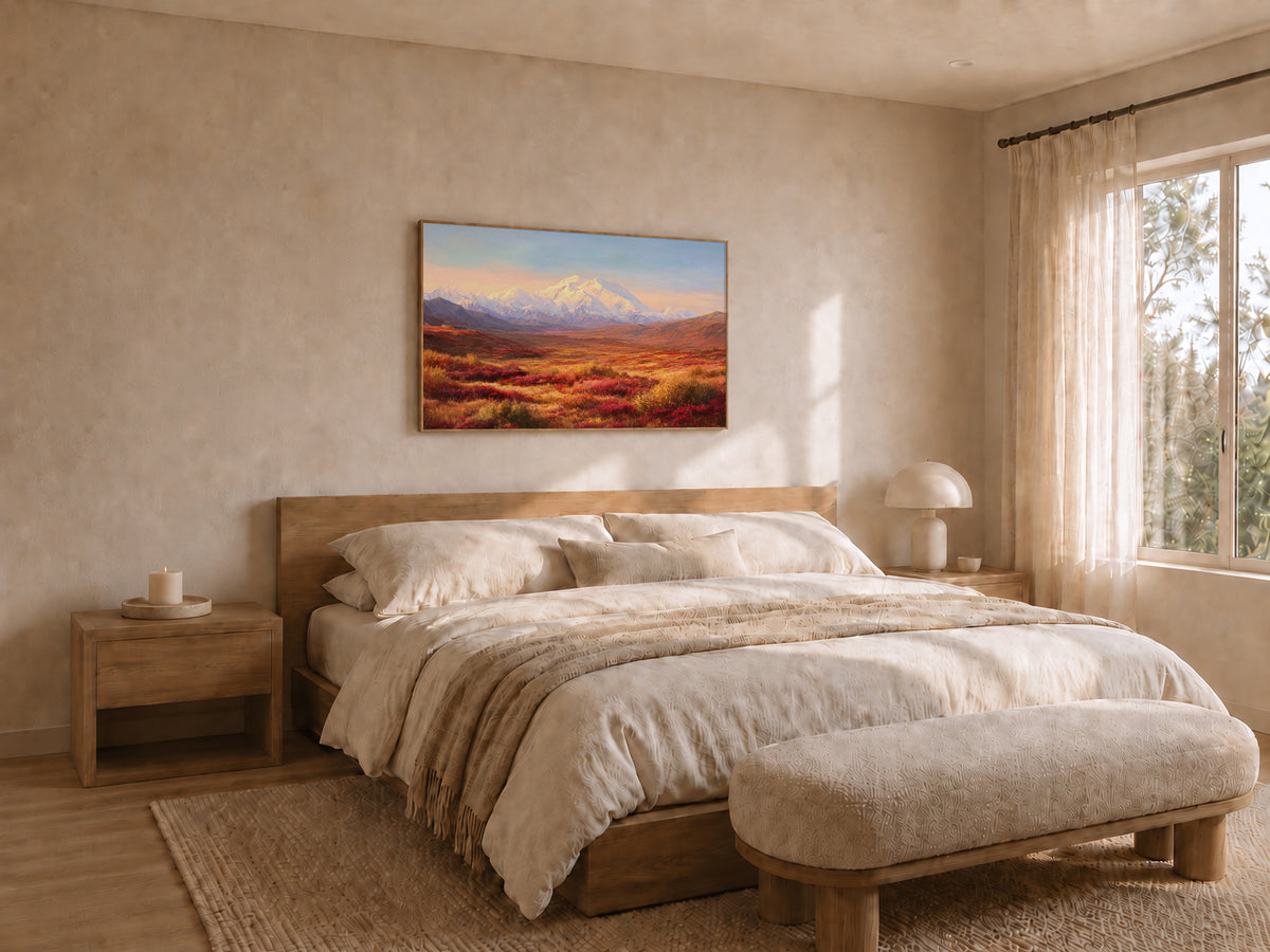 Denali National Park Fall Sunrise Wall Art | Alaska Mountain Landscape Painting