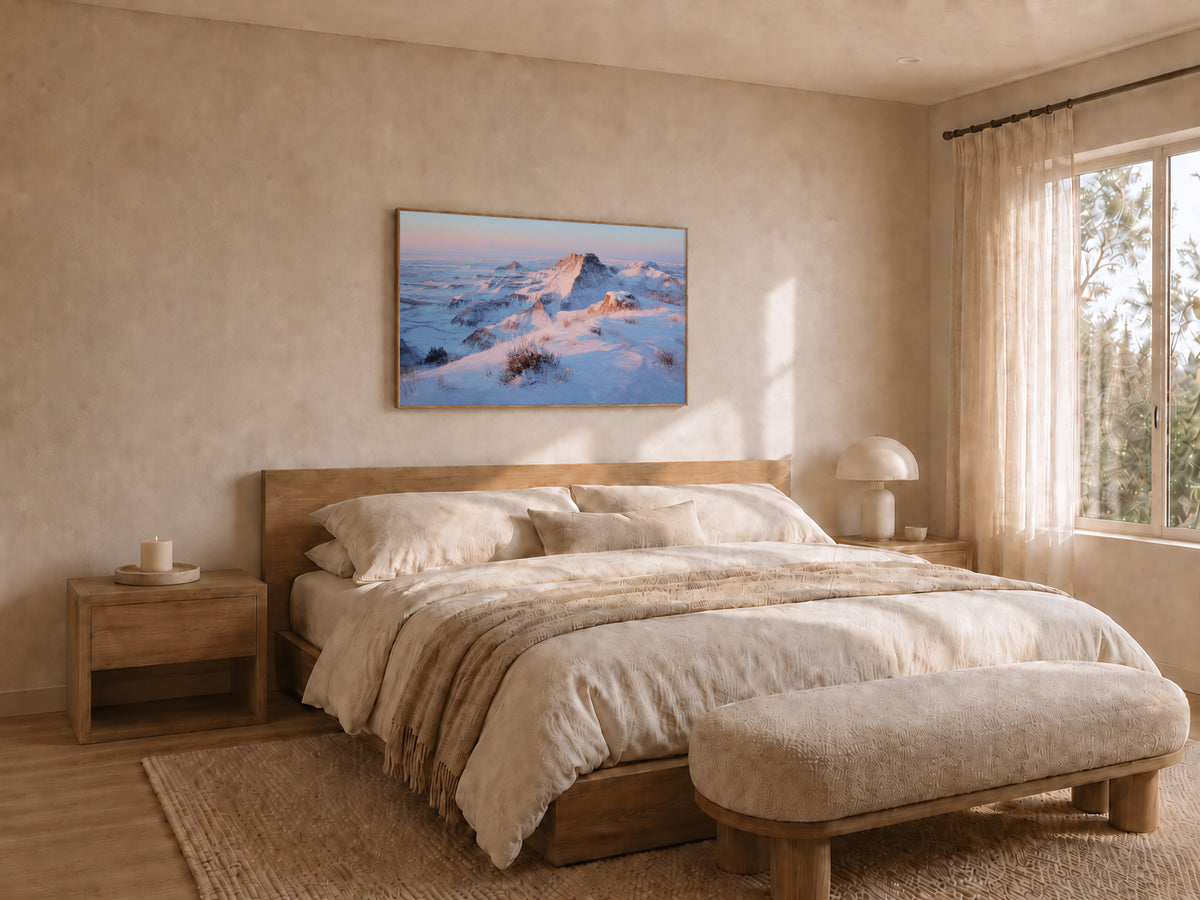 Badlands National Park Winter Sunrise Wall Art | South Dakota Landscape Painting