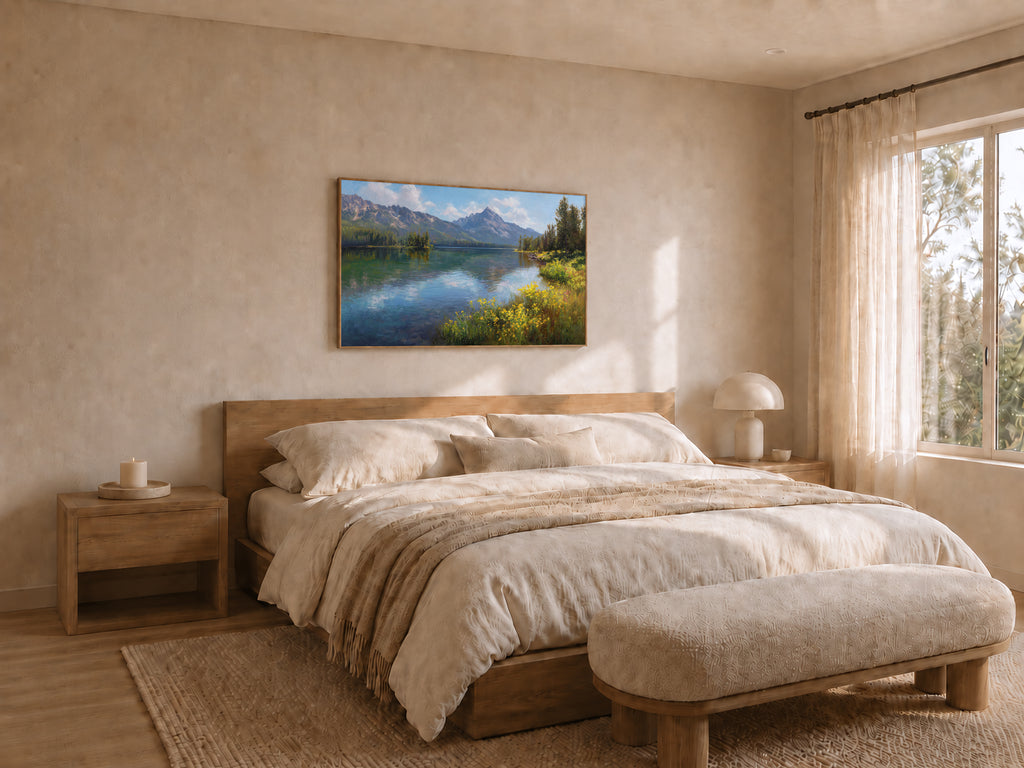 Stanley Lake Spring Wall Art | Idaho Sawtooth Mountain Landscape Painting