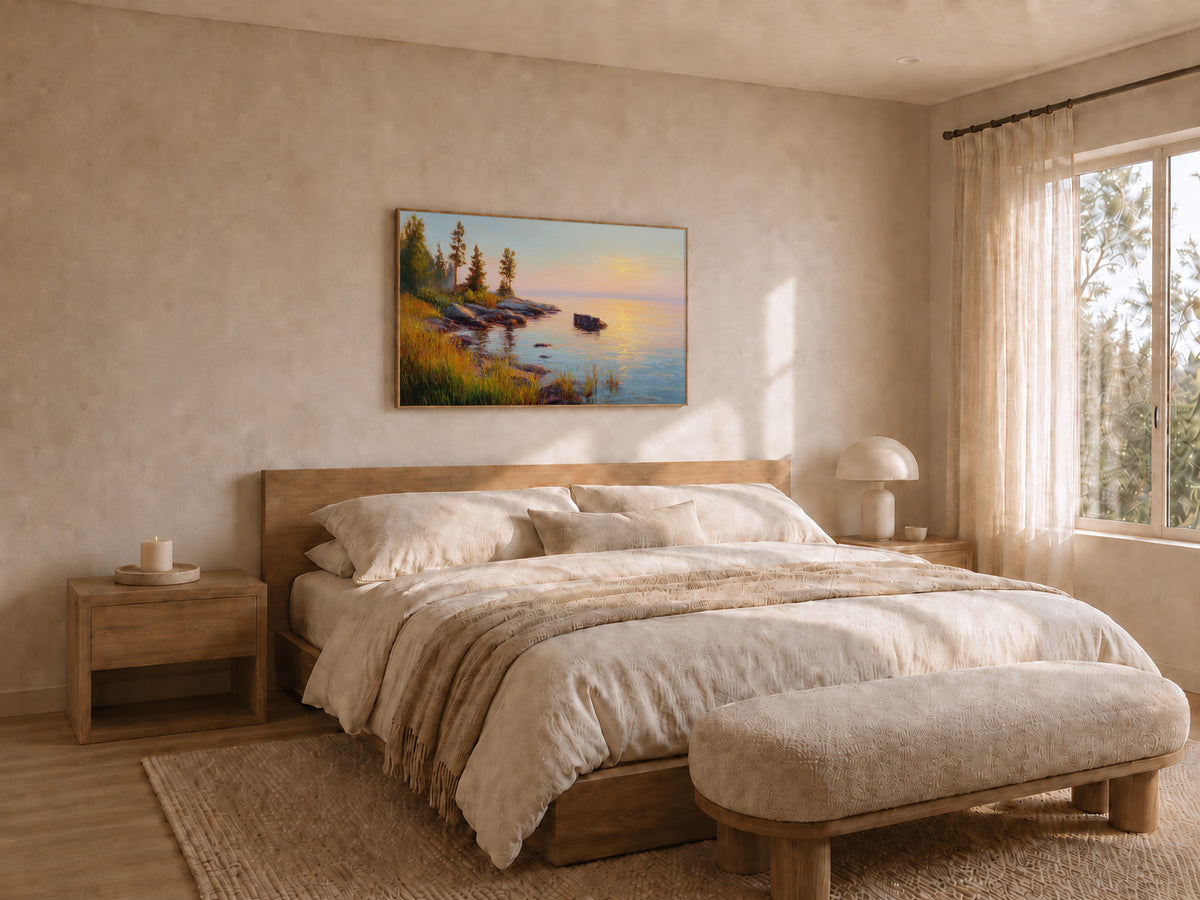 Lake Superior Summer Sunset Wall Art | Minnesota Lakeside Landscape Painting