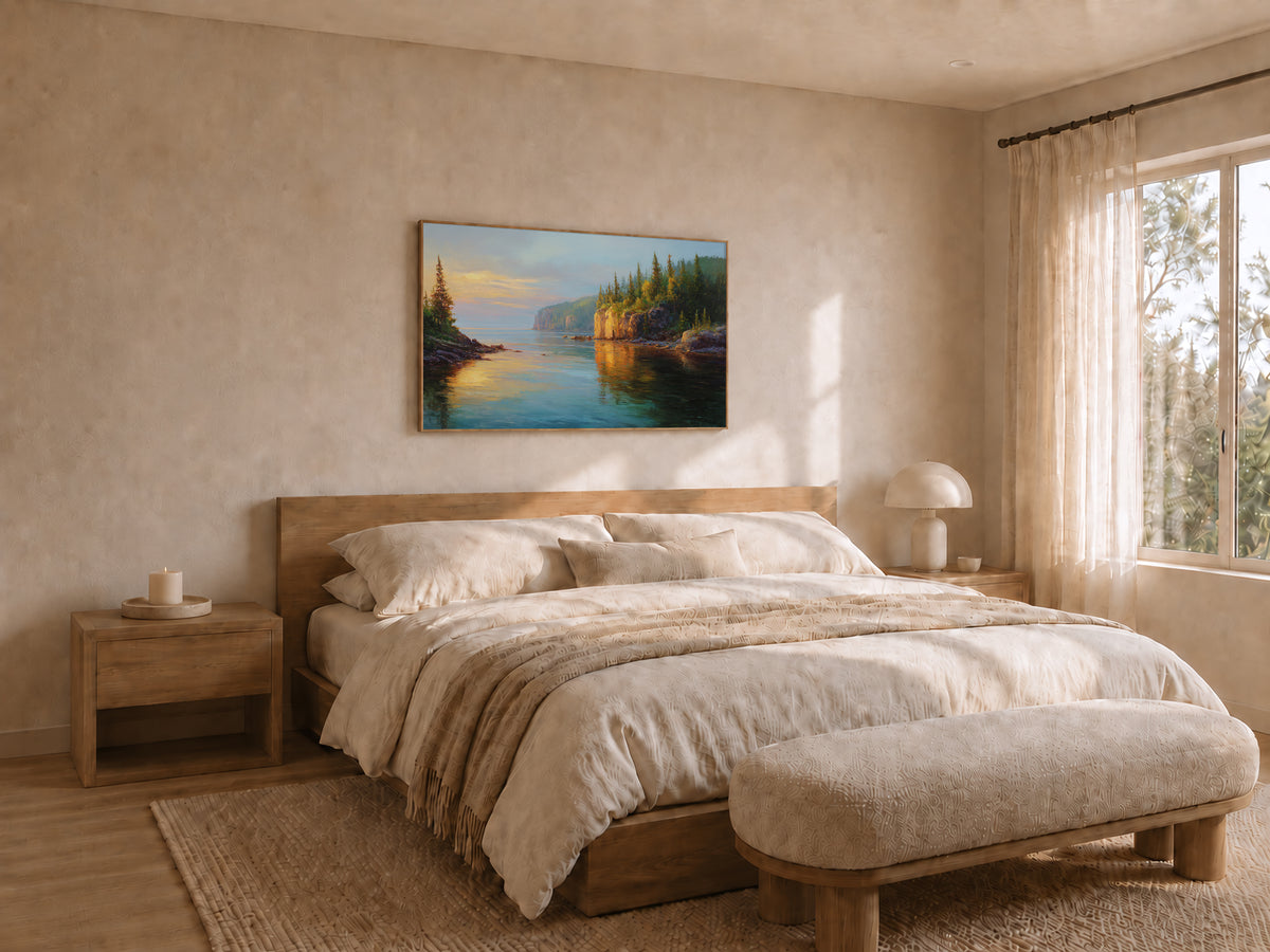 Lake Superior Summer Sunrise Wall Art | Minnesota Coastal Landscape Painting