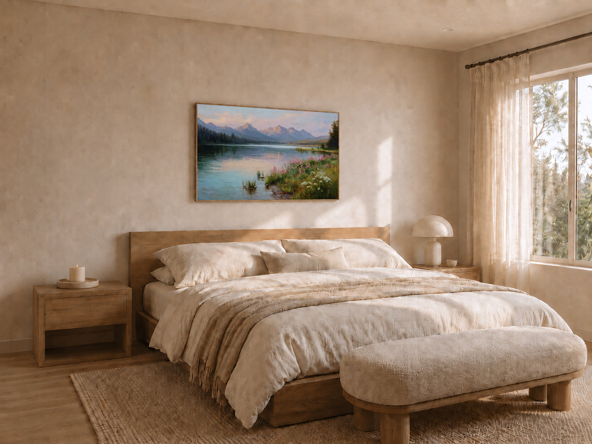 Stanley Lake Spring Sunrise Wall Art | Idaho Sawtooth Mountain Landscape Painting