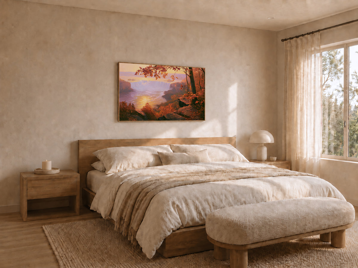Niagara Falls Fall Sunset Wall Art | Canada New York Landscape Painting