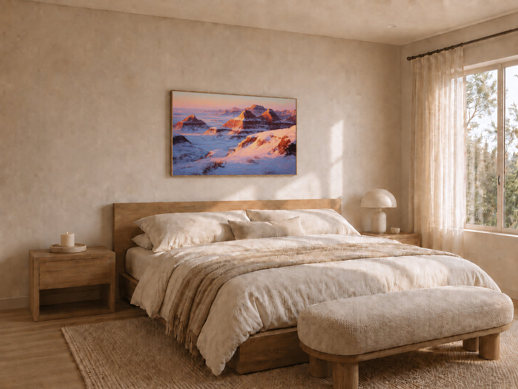 Badlands National Park Winter Sunset Wall Art | South Dakota Landscape Painting