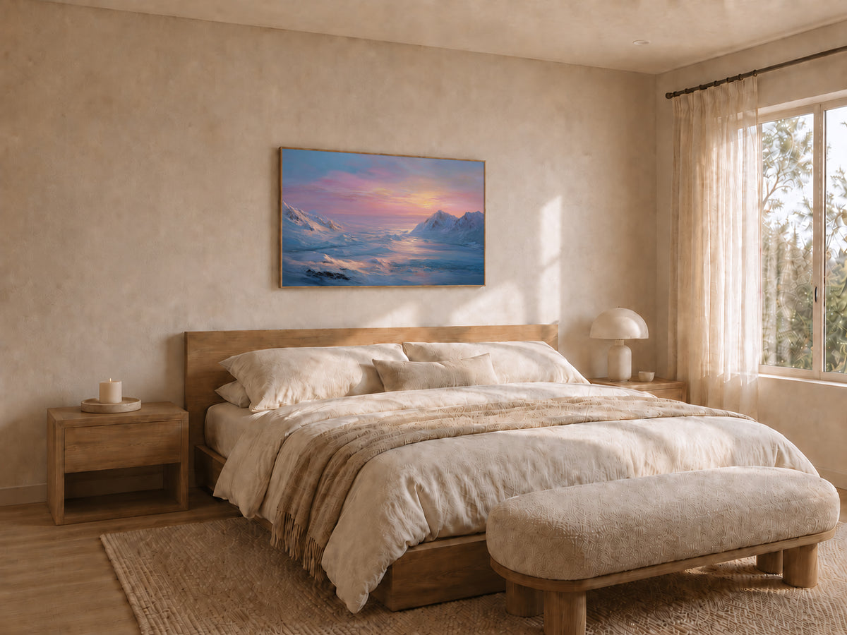 Harding Icefield Winter Sunset Wall Art | Kenai Fjords National Park Alaska Landscape Painting