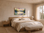 Mount Hood Spring Sunset Wall Art | Trillium Lake Oregon Lakeside Painting