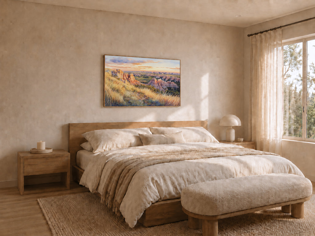 Badlands National Park Summer Sunset Wall Art | South Dakota Prairie Painting