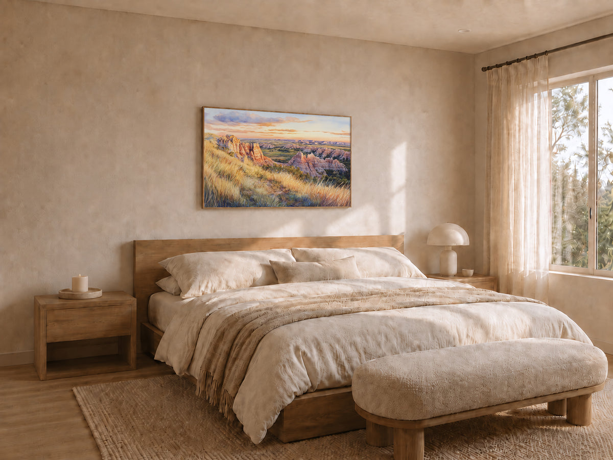 Badlands National Park Summer Sunset Wall Art | South Dakota Prairie Painting
