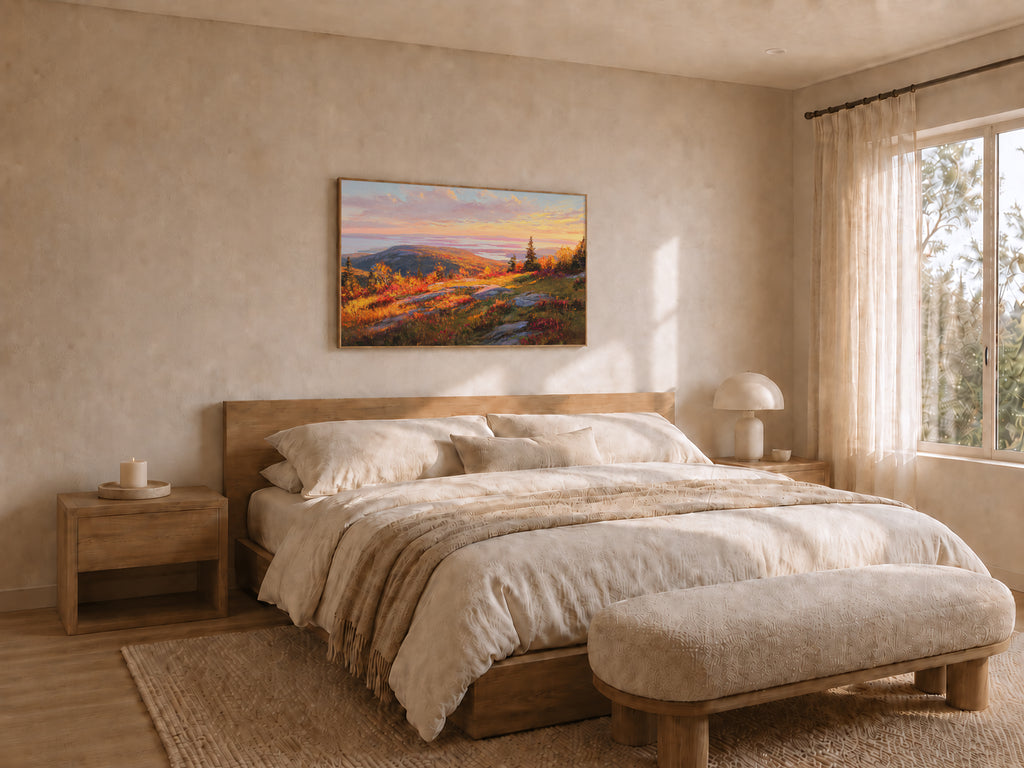 Mount Cadillac Fall Sunrise Wall Art | Acadia National Park Maine Landscape Painting