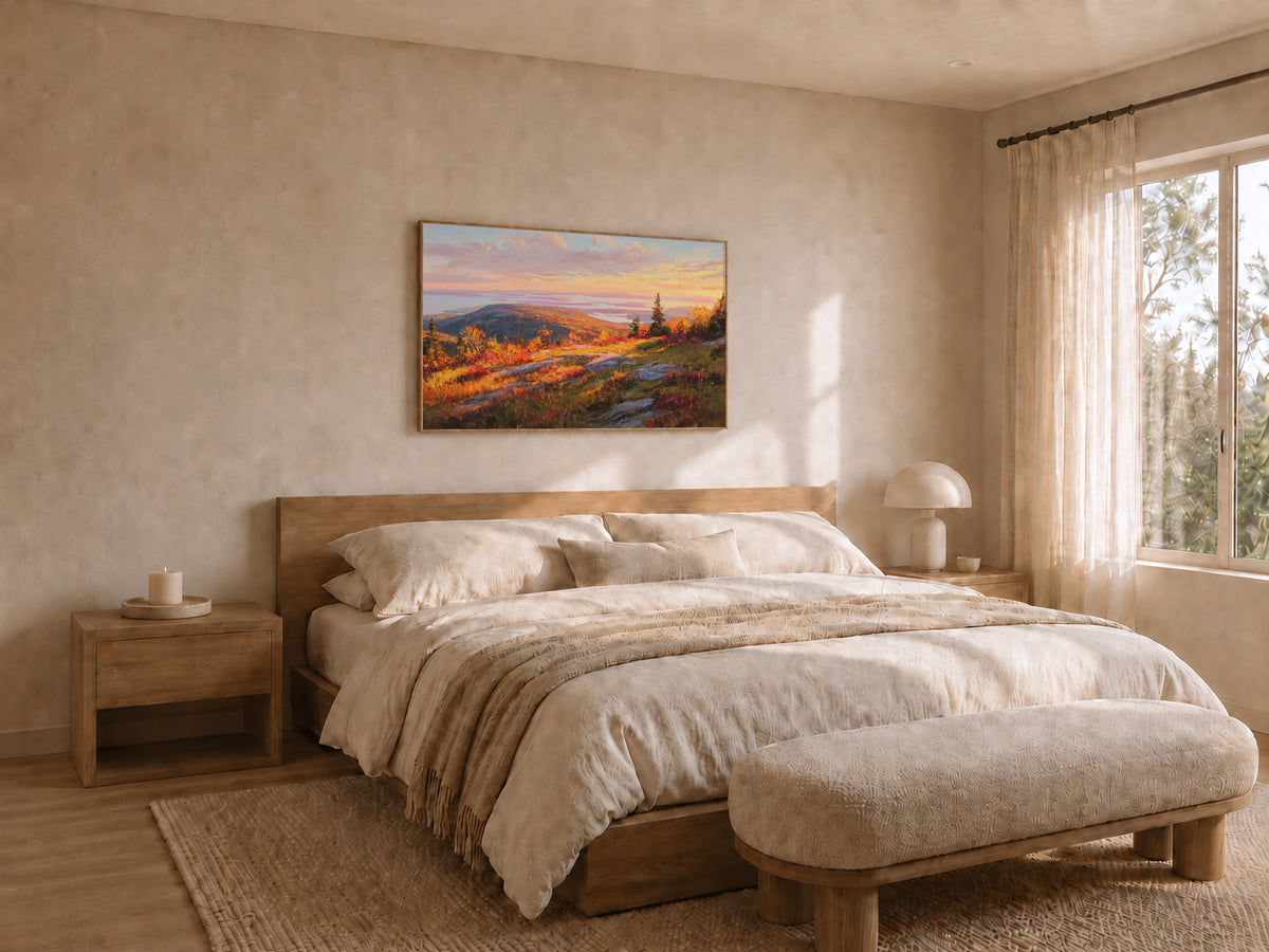 Mount Cadillac Fall Sunrise Wall Art | Acadia National Park Maine Landscape Painting