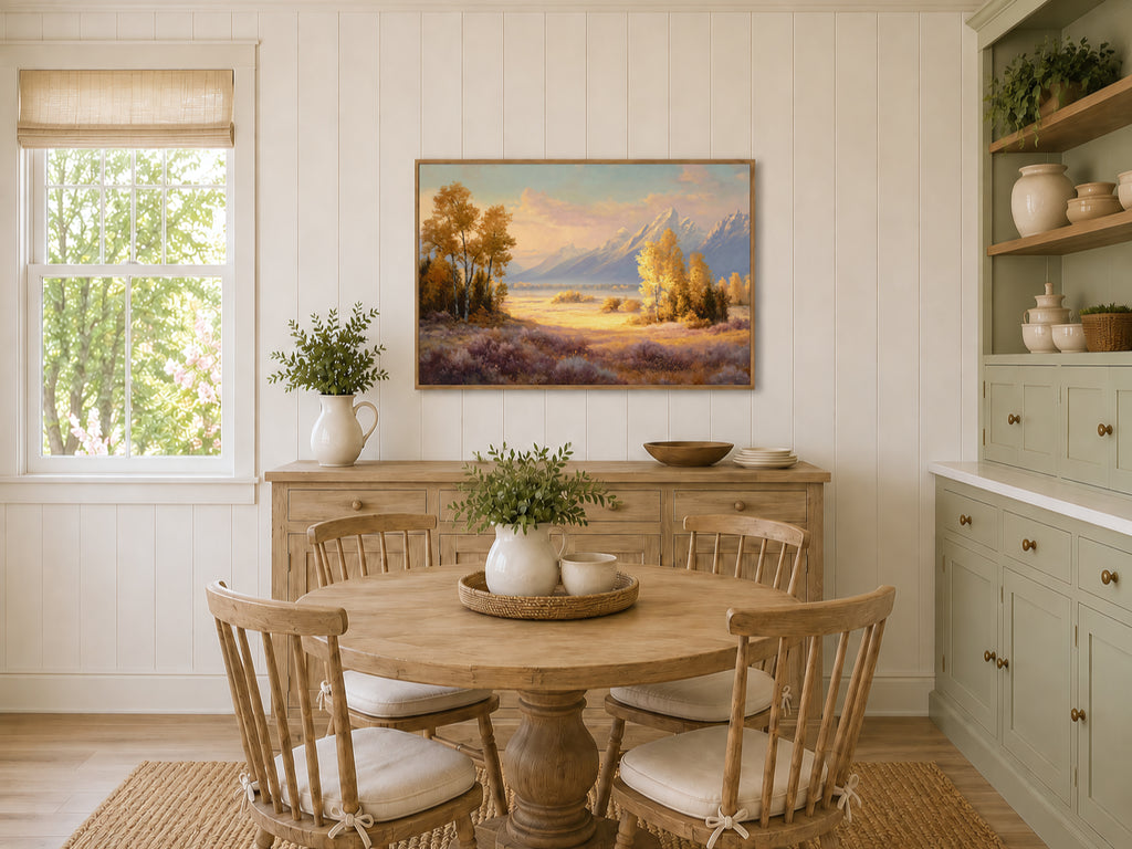 Grand Teton National Park Fall Sunrise Wall Art | Wyoming Mountain Landscape Painting