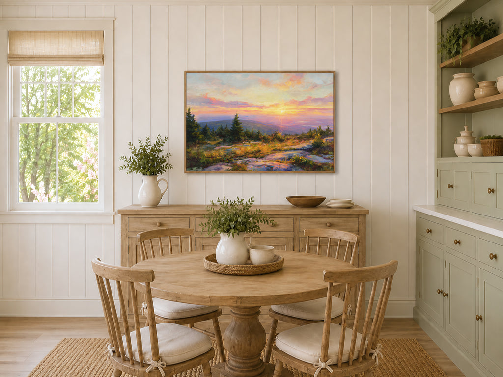 Mount Cadillac Summer Sunset Wall Art | Acadia National Park Maine Landscape Painting