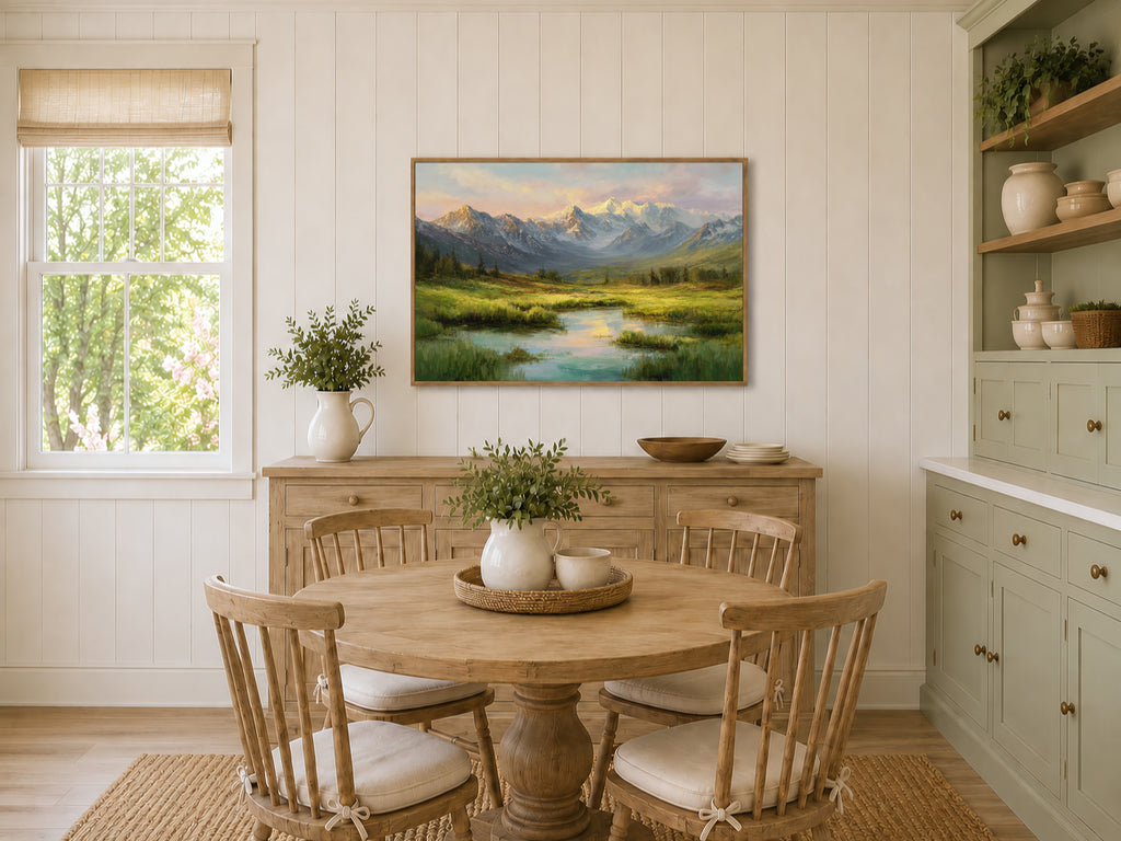 Denali National Park Summer Sunrise Wall Art | Alaska Mountain Landscape Painting