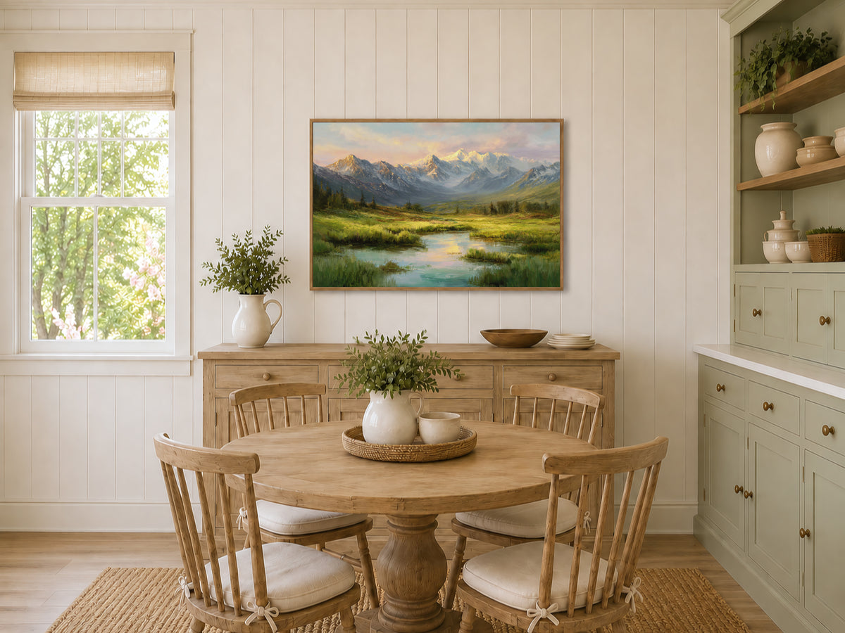 Denali National Park Summer Sunrise Wall Art | Alaska Mountain Landscape Painting
