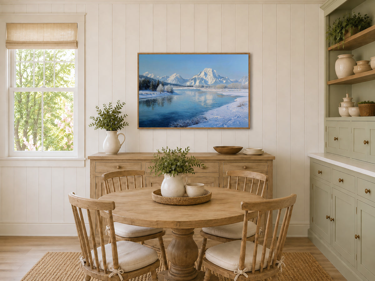 Oxbow Bend Winter Wall Art | Grand Teton National Park Wyoming Landscape Painting