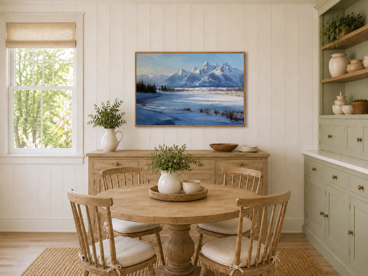Grand Teton National Park Winter Wall Art | Wyoming Mountain Landscape Painting