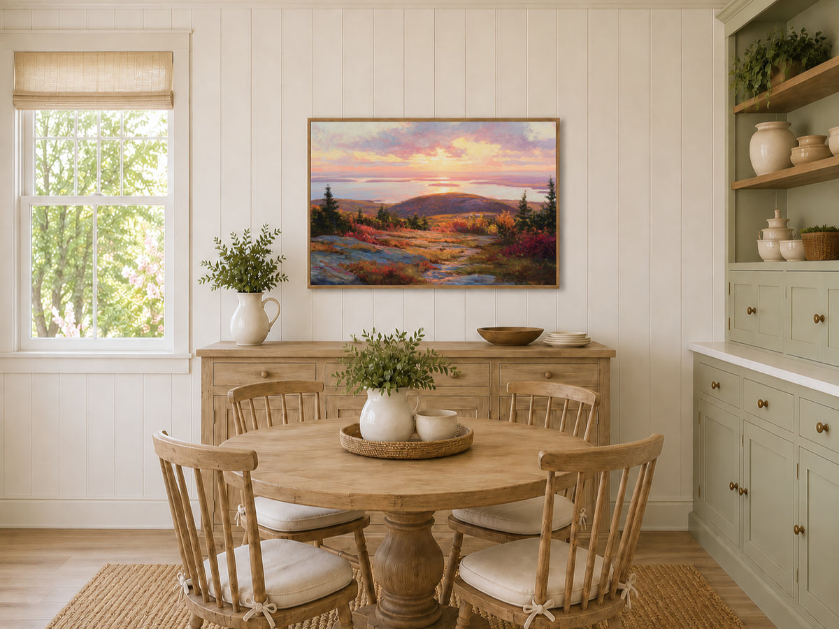 Mount Cadillac Fall Sunset Wall Art | Acadia National Park Maine Landscape Painting