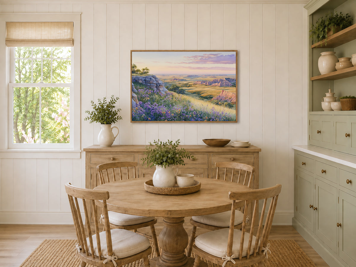 Badlands National Park Spring Sunrise Wall Art | South Dakota Prairie Painting