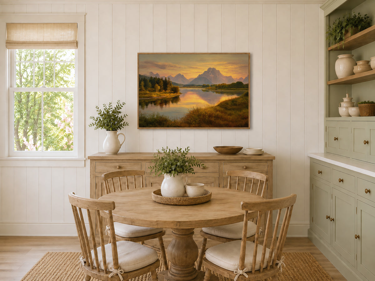 Oxbow Bend Summer Sunset Wall Art | Grand Teton National Park Wyoming Landscape Painting