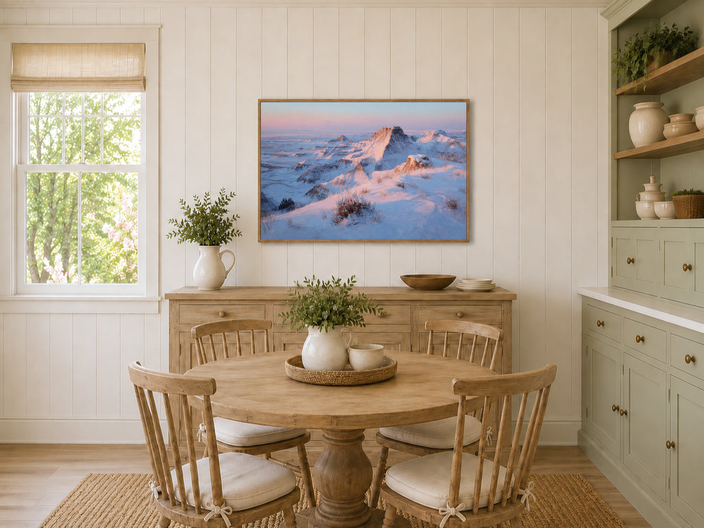 Badlands National Park Winter Sunrise Wall Art | South Dakota Landscape Painting
