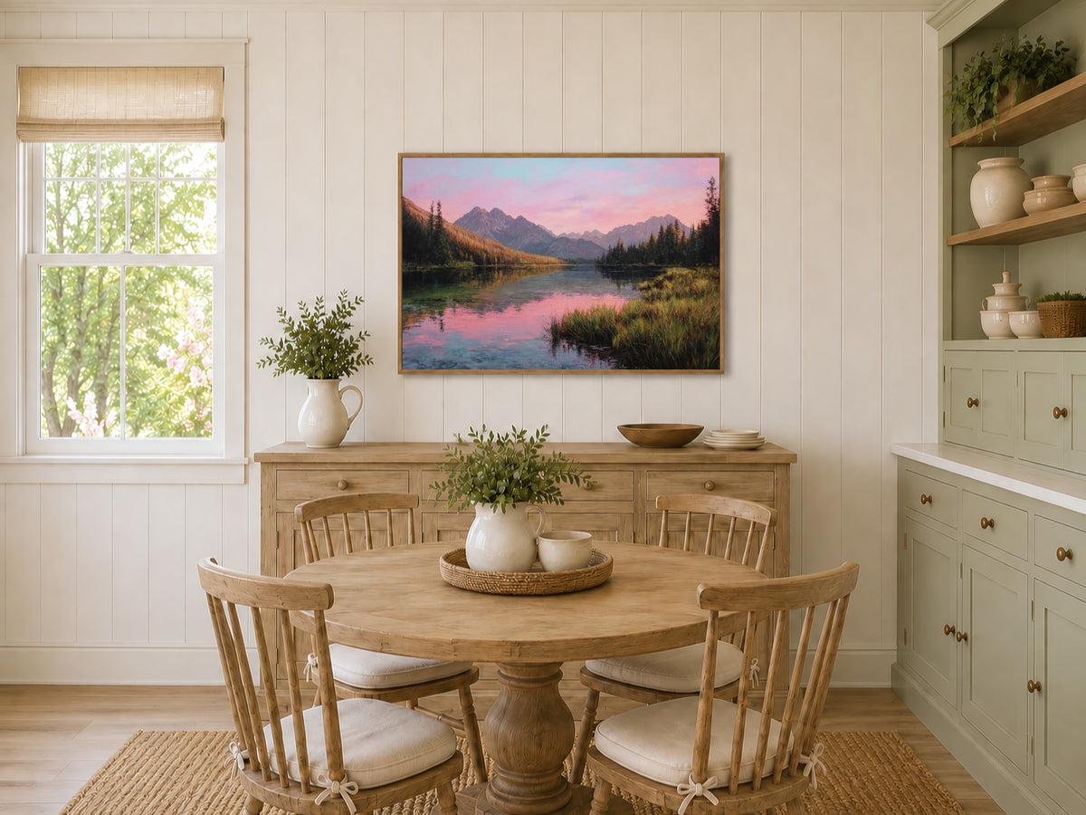 Stanley Lake Summer Sunrise Wall Art | Idaho Sawtooth Mountain Landscape Painting