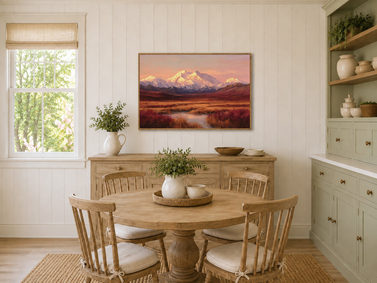 Denali National Park Fall Sunset Wall Art | Alaska Mountain Landscape Painting