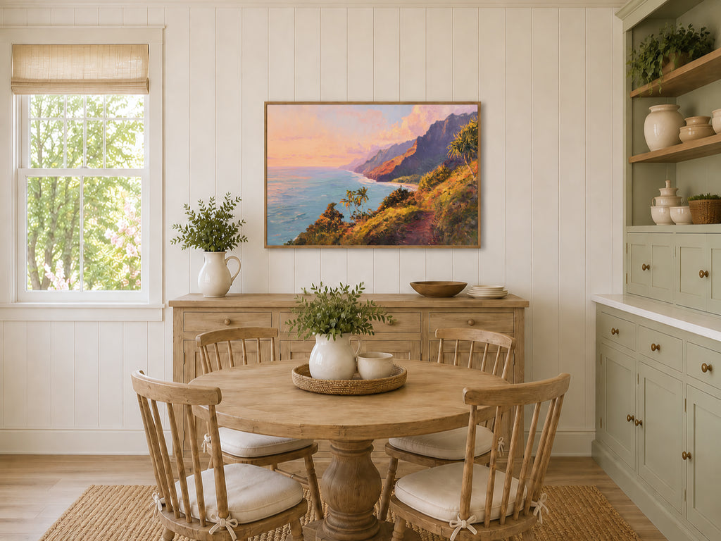 Na Pali Coast Summer Sunrise Wall Art | Hawaii Kauai Coastal Ocean Painting