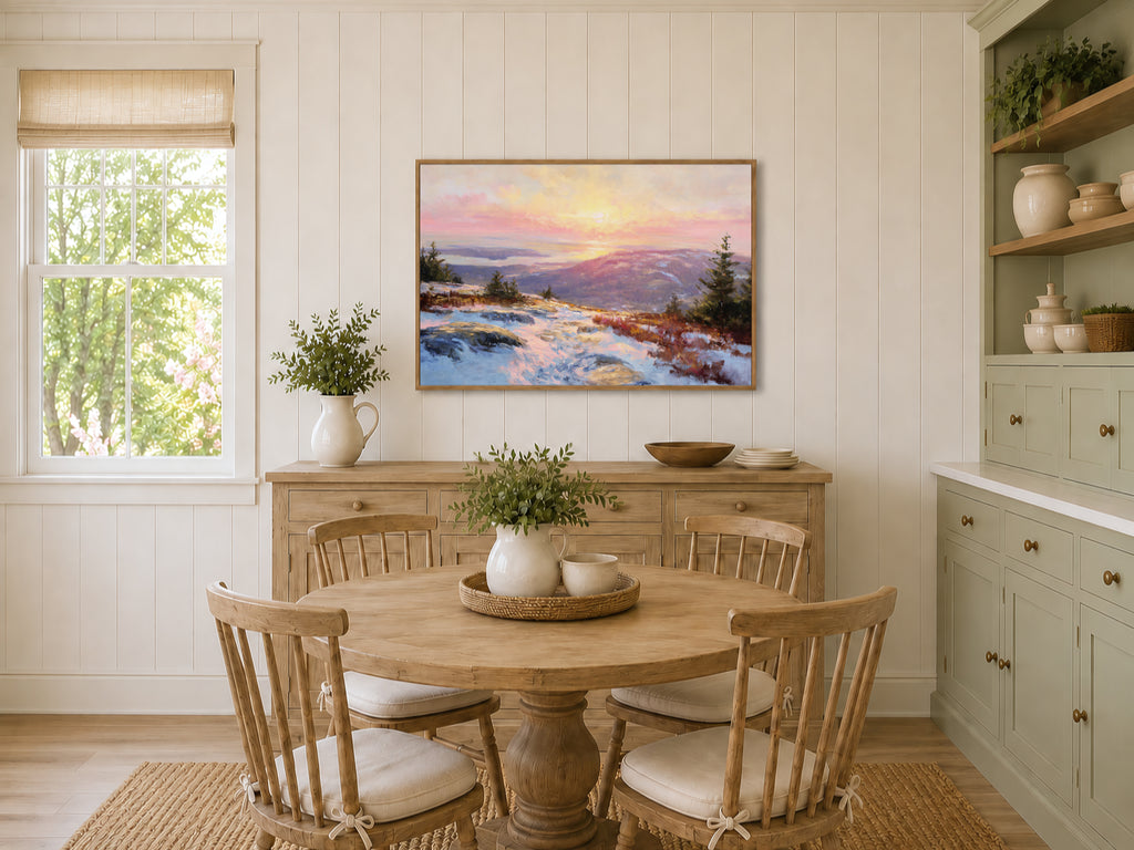 Mount Cadillac Winter Sunrise Wall Art | Acadia National Park Maine Landscape Painting