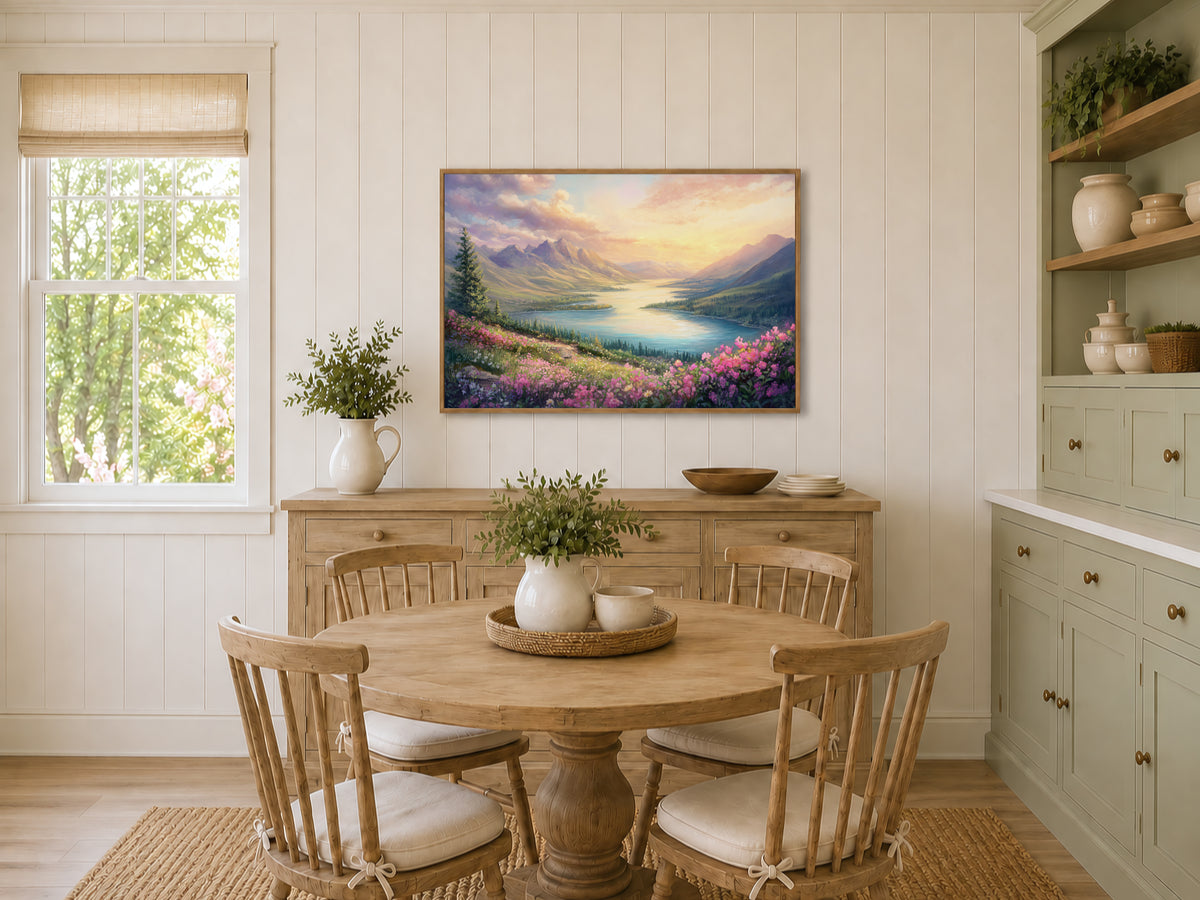 Waterton Lakes National Park Spring Sunset Wall Art | Canada Lakeside Painting