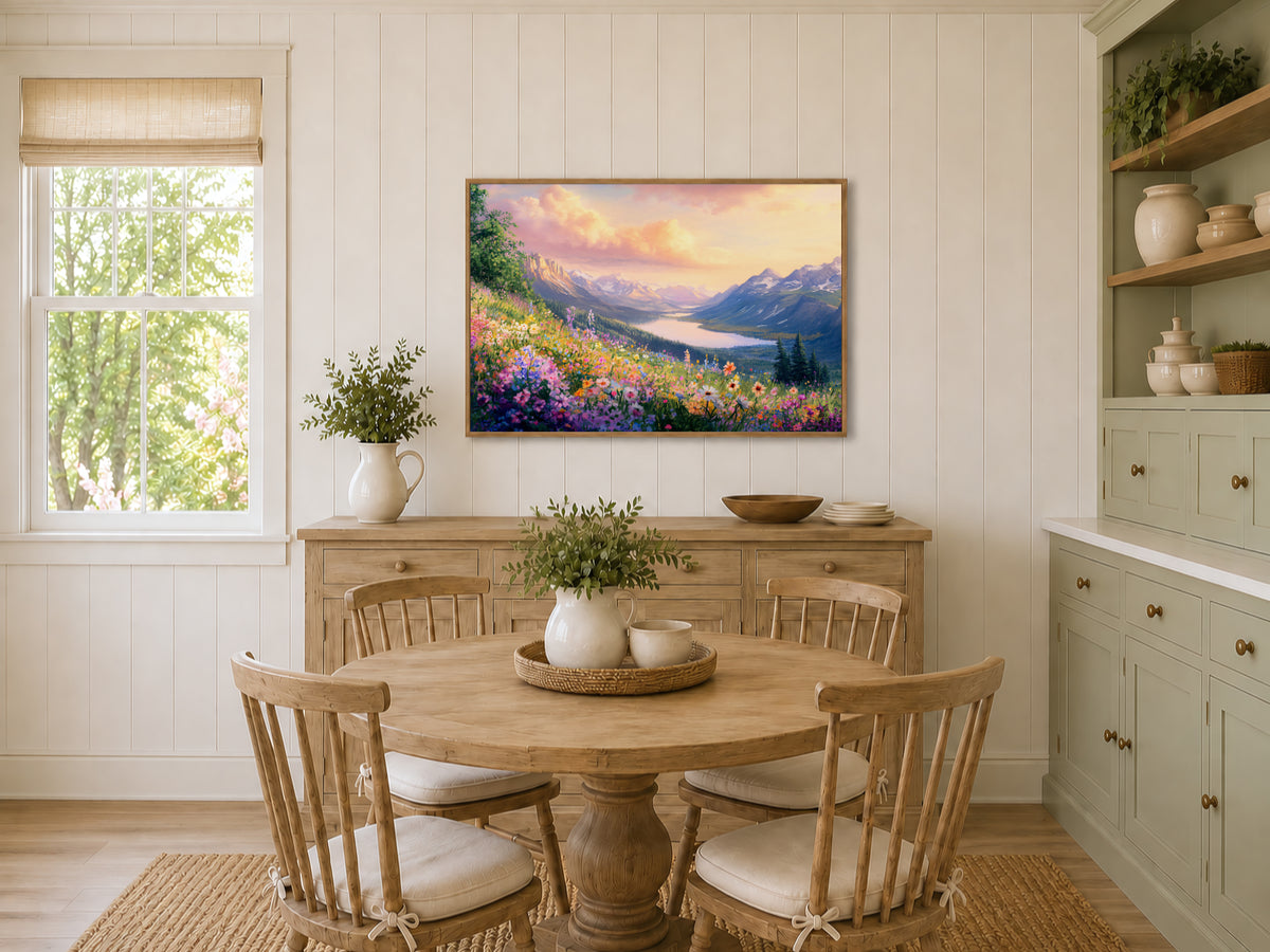 Waterton Lakes National Park Spring Sunrise Wall Art | Canada Lakeside Painting