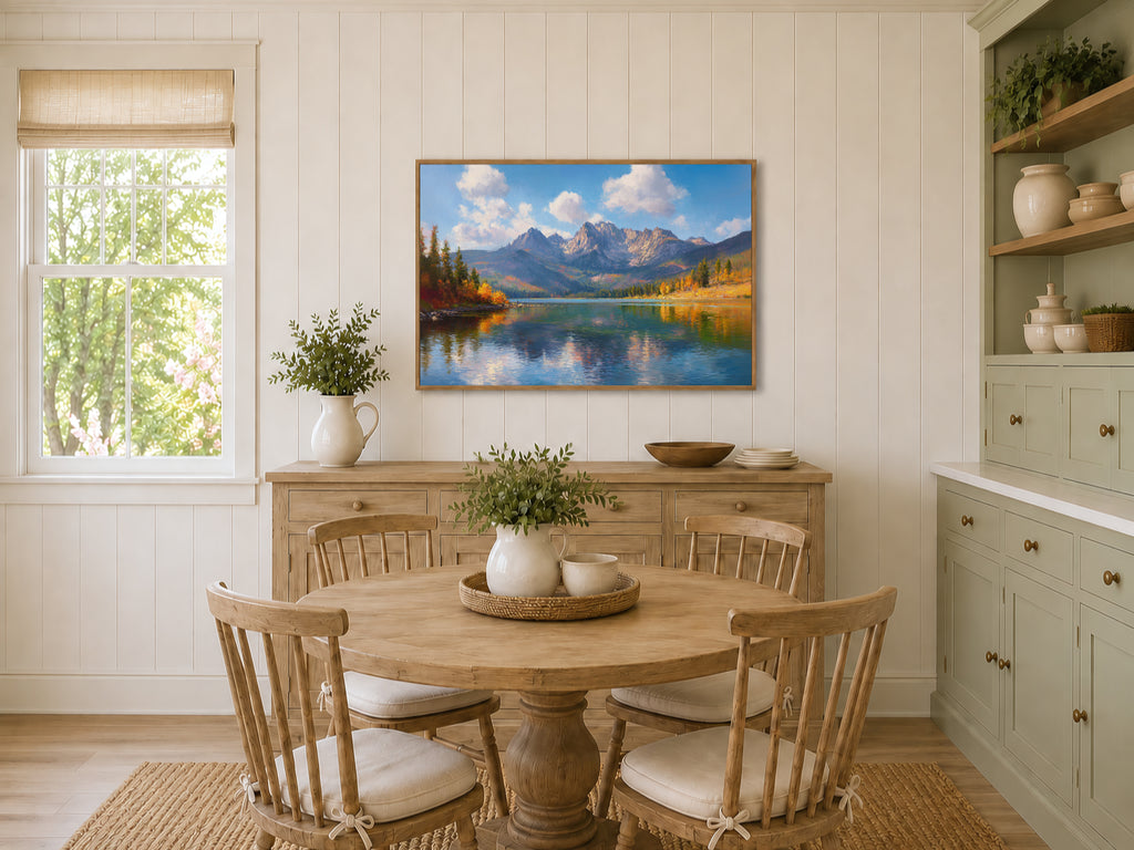 Stanley Lake Fall Wall Art | Idaho Sawtooth Mountain Landscape Painting