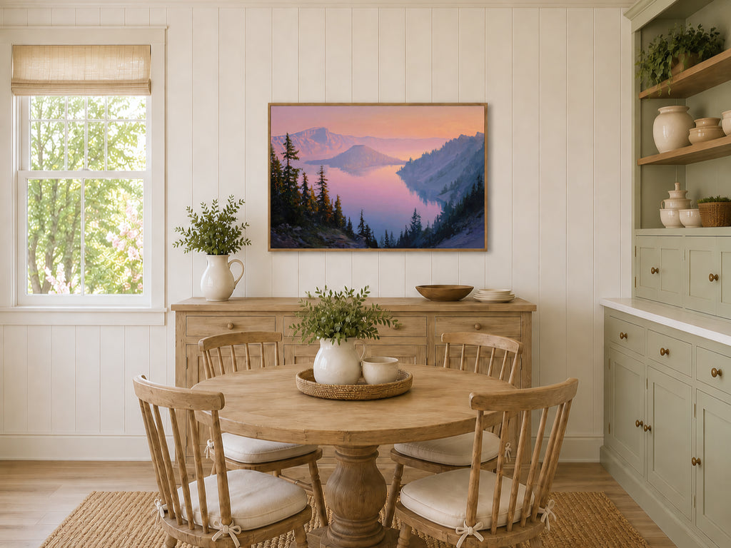 Crater Lake National Park Summer Sunrise Wall Art | Oregon Volcanic Landscape Painting