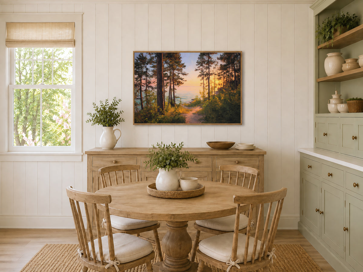 Lake Michigan Summer Sunset Wall Art | Midwest Shoreline Landscape Painting
