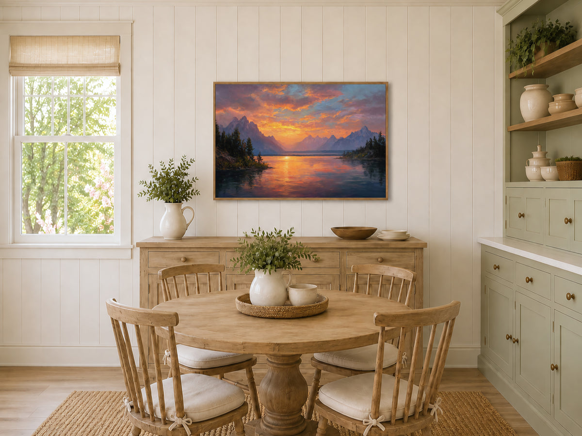 Grand Teton National Park Summer Sunset Wall Art | Wyoming Mountain Landscape Painting