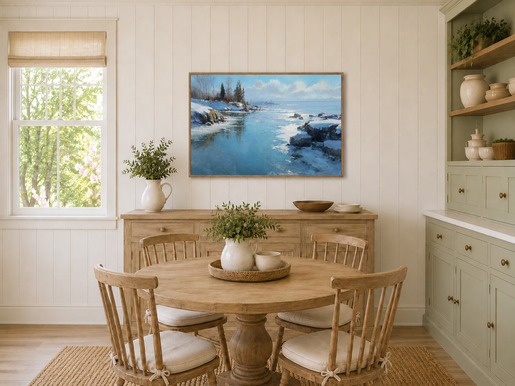 Lake Superior Winter Wall Art | Minnesota Shoreline Landscape Painting