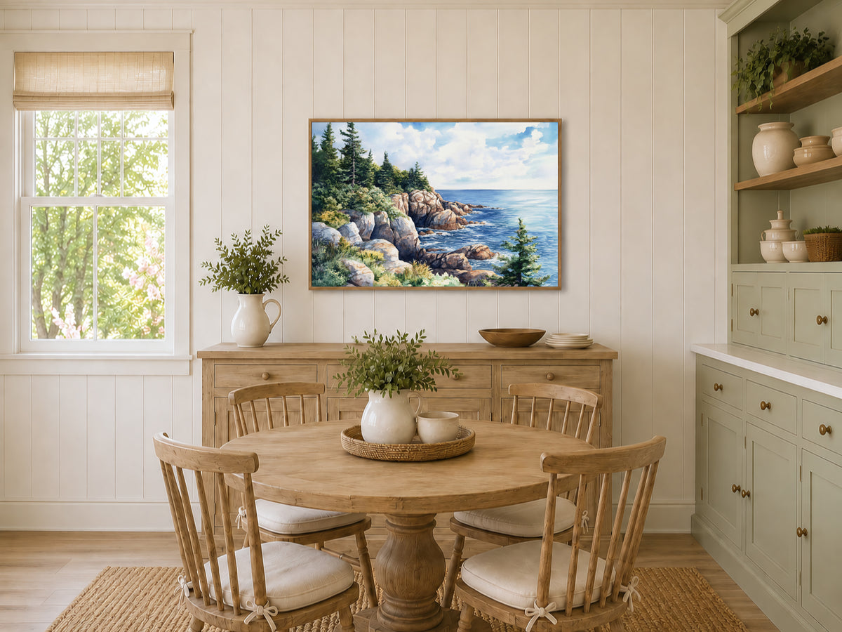 Acadia National Park Summer Wall Art | Maine Coastline Landscape Painting
