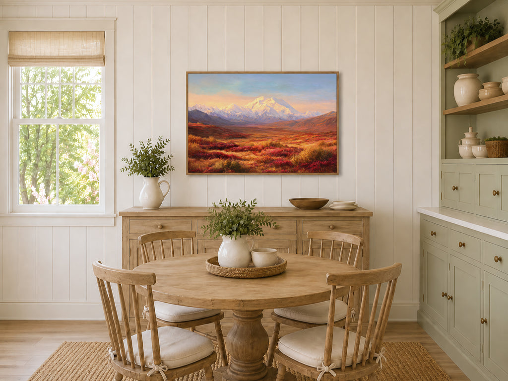 Denali National Park Fall Sunrise Wall Art | Alaska Mountain Landscape Painting