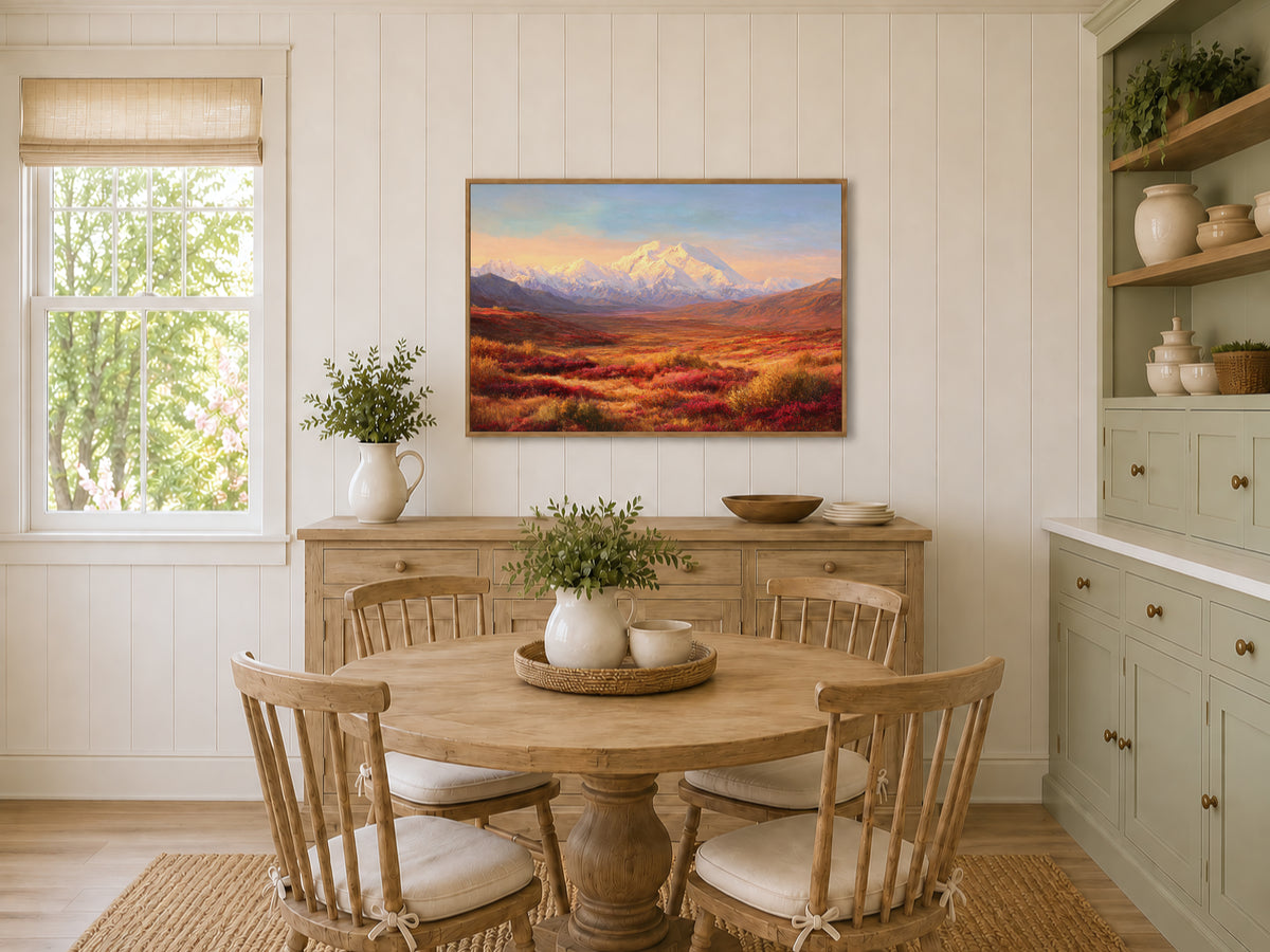 Denali National Park Fall Sunrise Wall Art | Alaska Mountain Landscape Painting