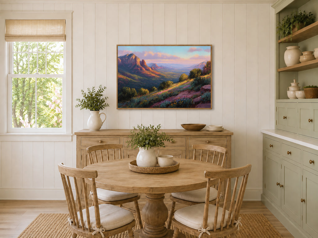 Sedona Spring Sunset Wall Art | Arizona Red Rock Landscape Painting