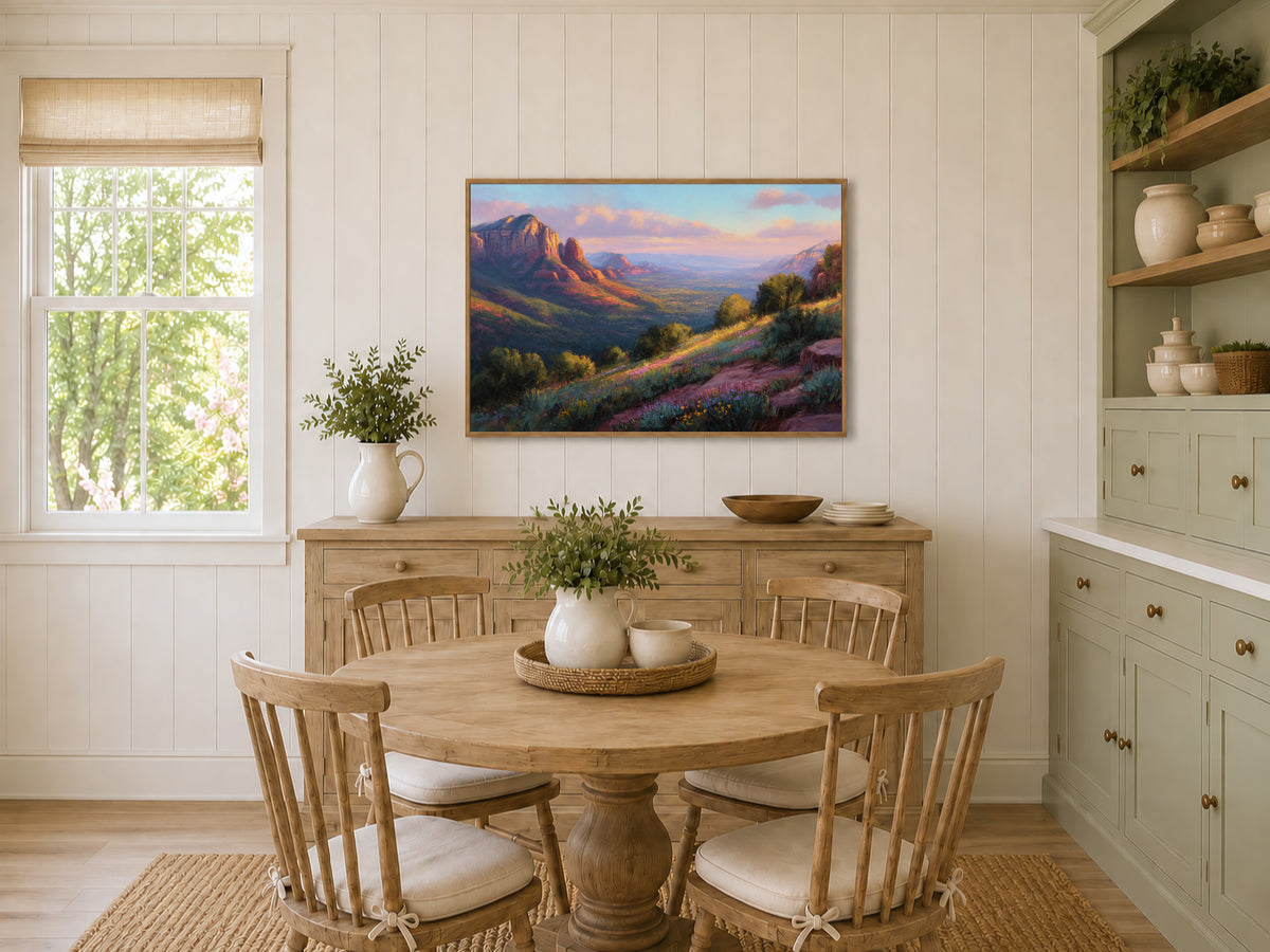 Sedona Spring Sunset Wall Art | Arizona Red Rock Landscape Painting