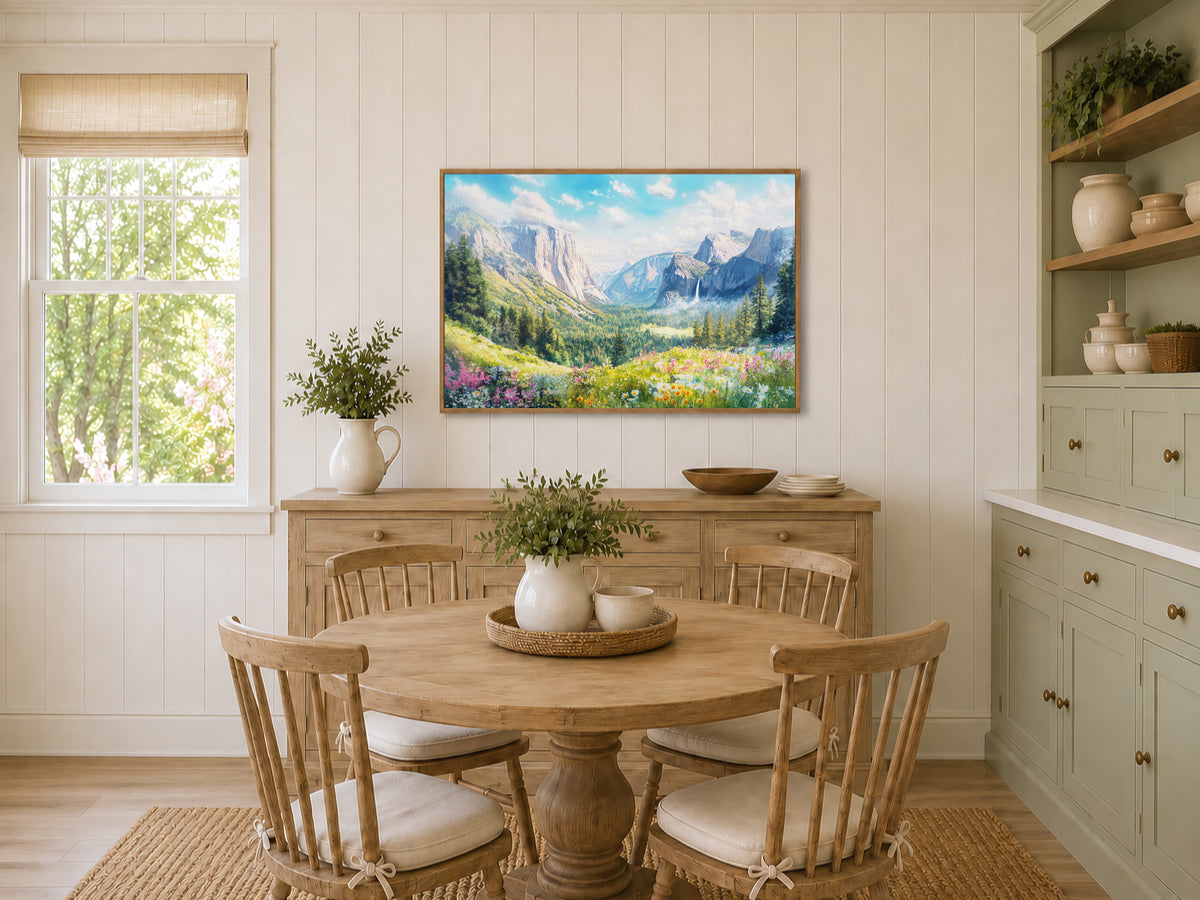 Tunnel View Spring Wall Art | Yosemite National Park California Mountain Painting