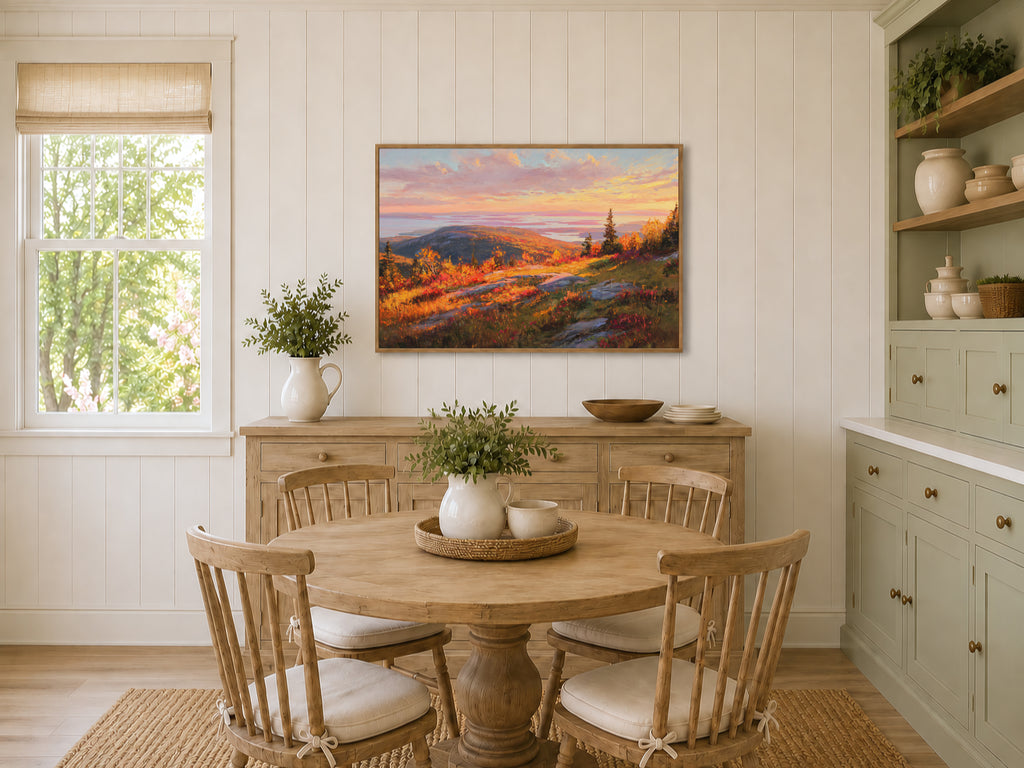 Mount Cadillac Fall Sunrise Wall Art | Acadia National Park Maine Landscape Painting