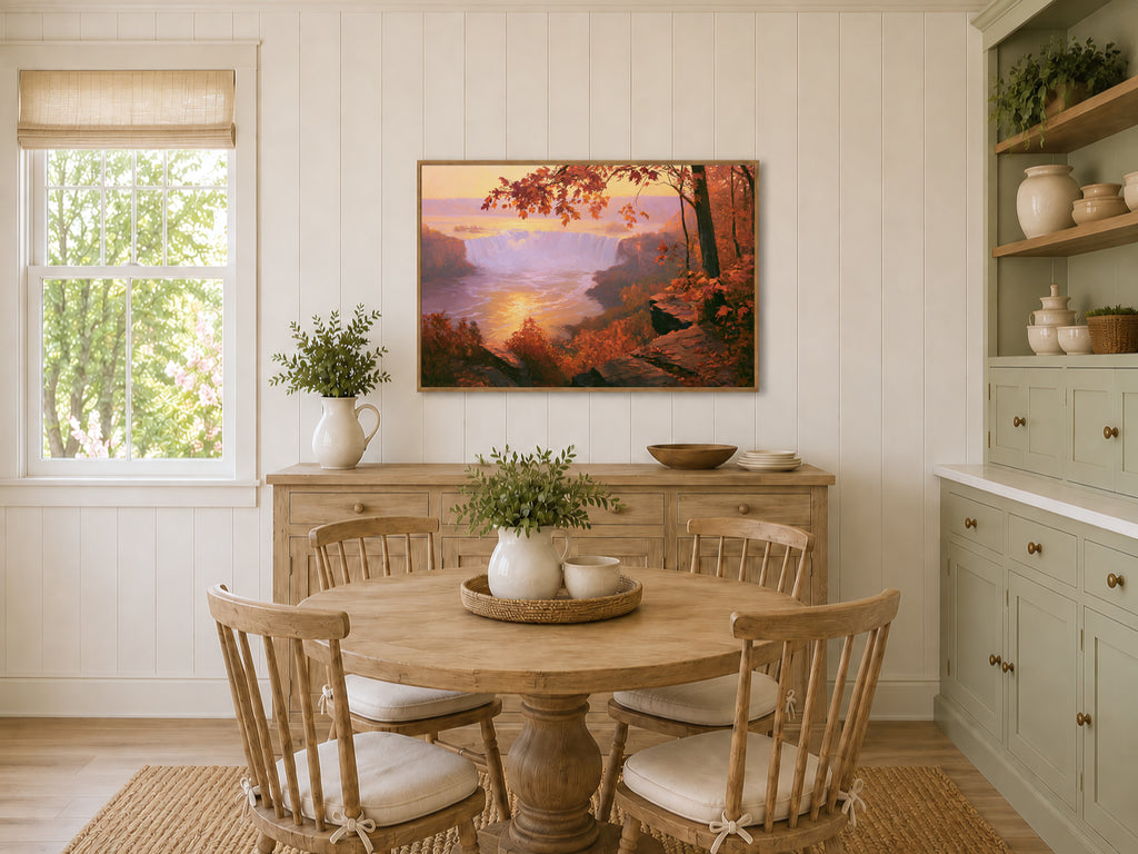 Niagara Falls Fall Sunset Wall Art | Canada New York Landscape Painting