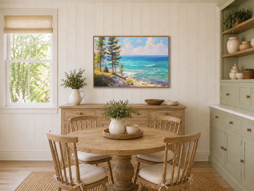 Lake Michigan Summer Wall Art | Midwest Lakeshore Landscape Painting