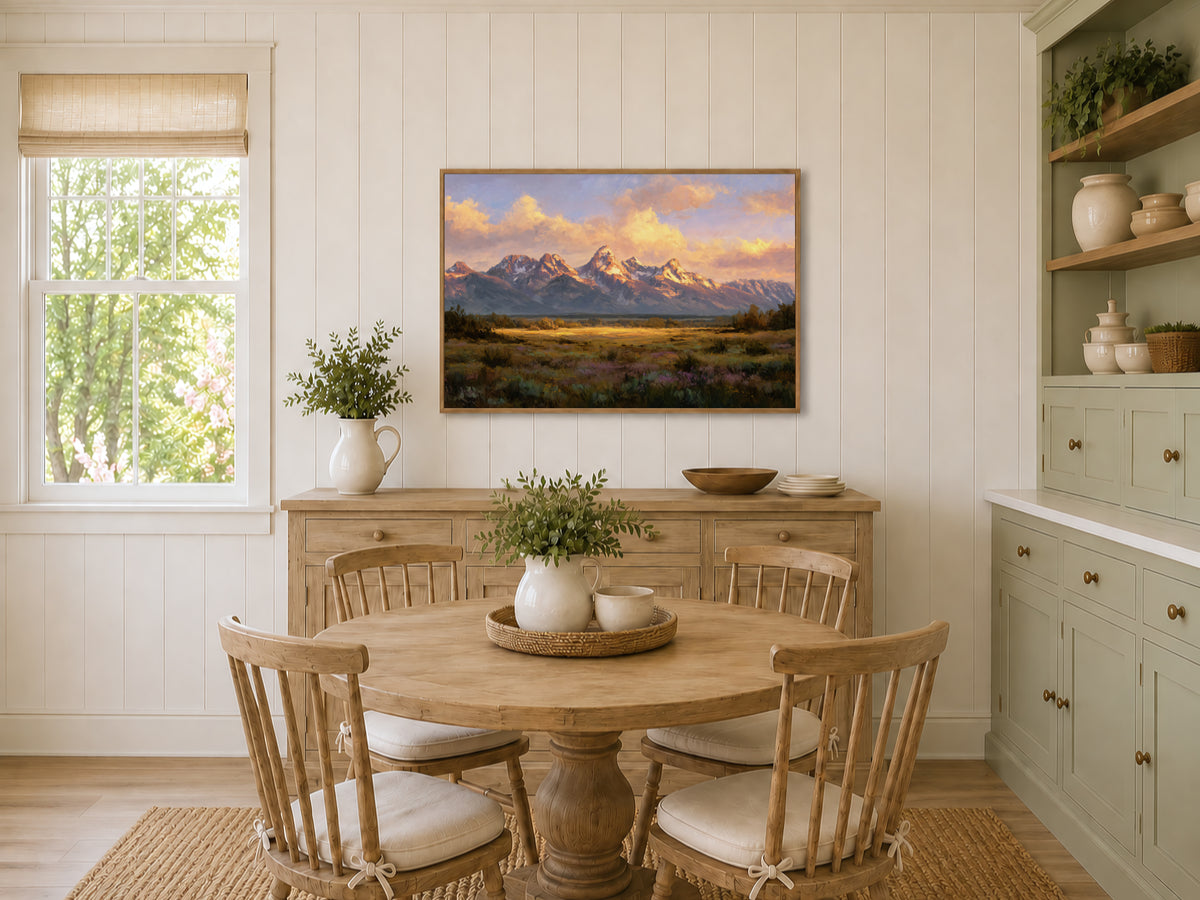 Grand Teton National Park Spring Sunset Wall Art | Wyoming Mountain Landscape Painting