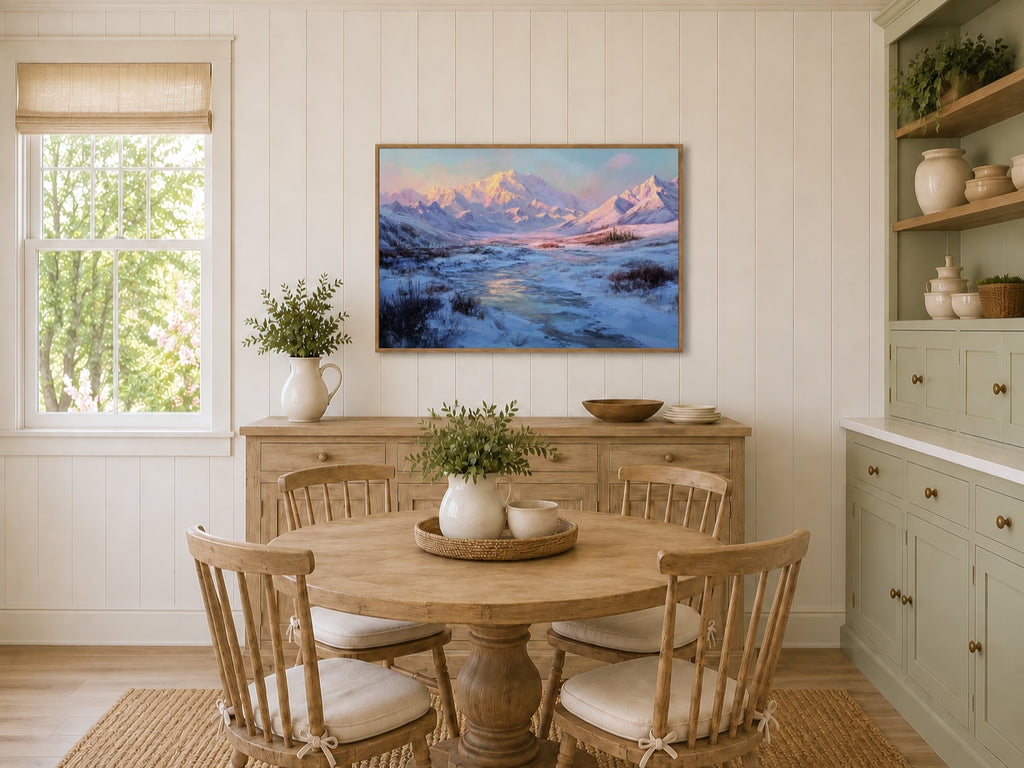 Denali National Park Winter Sunrise Wall Art | Alaska Mountain Landscape Painting