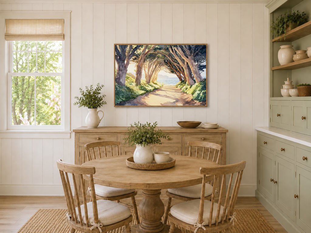 Half Moon Bay Summer Sunrise Wall Art | California Cypress Tree Tunnel Painting
