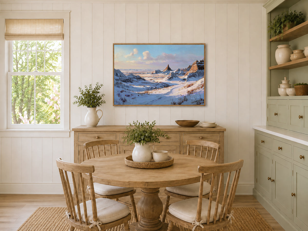 Badlands National Park Winter Wall Art | South Dakota Landscape Painting