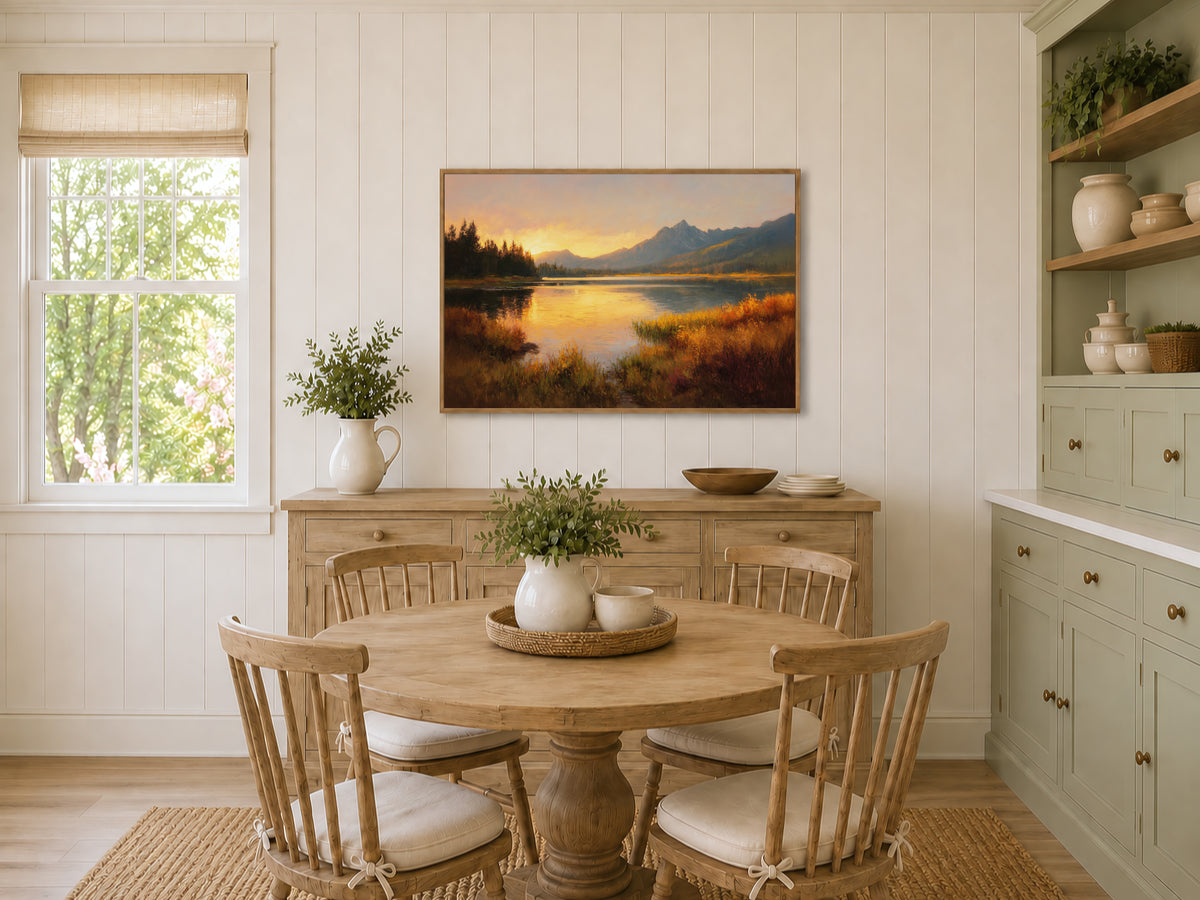 Stanley Lake Fall Sunset Wall Art | Idaho Sawtooth Mountain Landscape Painting